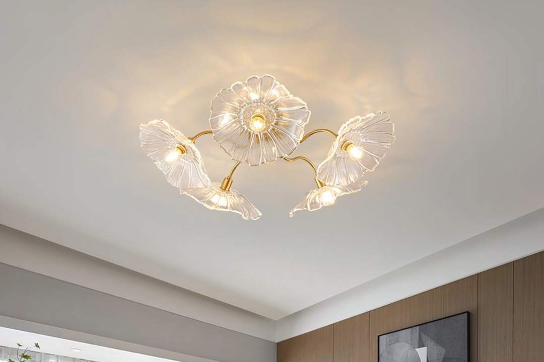 Retro Lotus Leaf Glass Ceiling Lamp: A Timeless Lighting Fixture