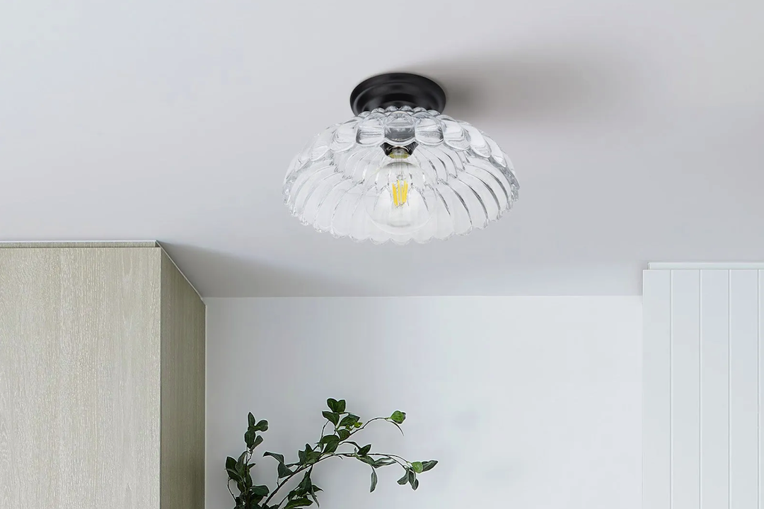 Timeless Elegance: Art Deco Scalloped Glass Ceiling Fixture