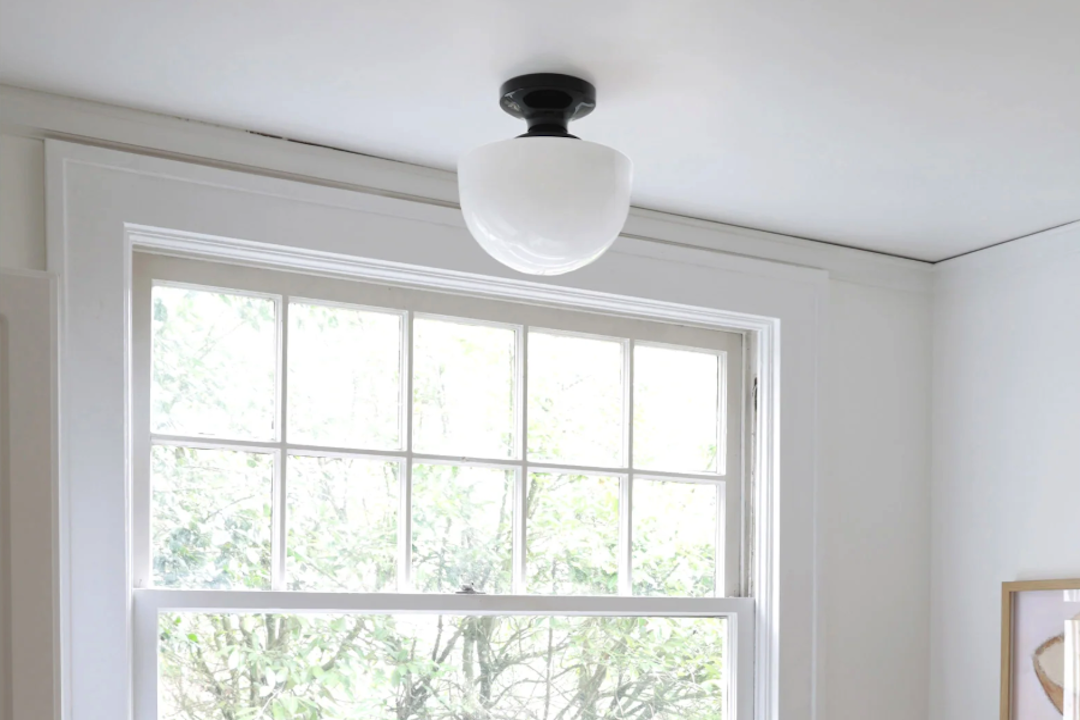 Minimalist Interiors: Matte Ceramic Ceiling Light with Soft White Glow