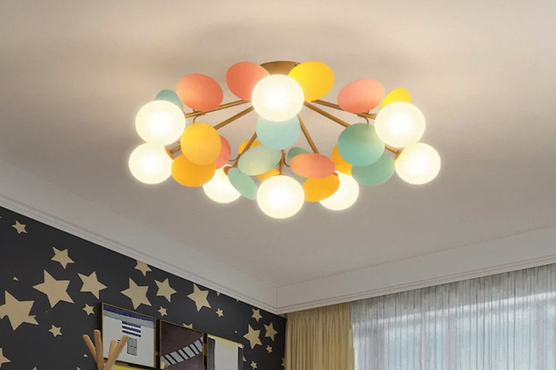 Primary Colored Asymmetric Children’s Playroom Ceiling Light: Funhaus Fun!